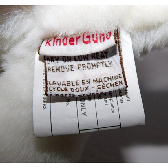 VTG 1989 Kinder GUND White Pink Plush Stuffed Rattle Puppy Dog 7" Baby Lovey - Picture 7 of 8